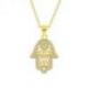 Collier "main de Fatma" avec pendentif en métal doré et strass