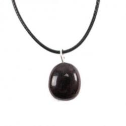 Collier Grenat Rouge du Brésil AAA - pendentif pierre roulée + cordon
