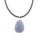 Collier Angélite (Anhydrite) AAA - pendentif pierre roulée + cordon