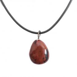 Collier Obsidienne acajou AAA - pendentif pierre roulée + cordon
