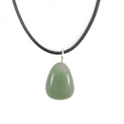 Collier Aventurine verte AAA - pendentif pierre roulée + cordon