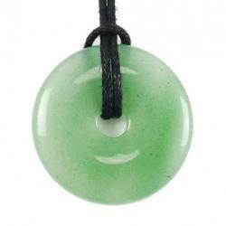 Donut ou Pi Chinois en Aventurine verte 3cm + cordon - Pendentif ou bracelet