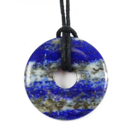 Donuts ou Pi Chinois en Lapis Lazuli 3cm + cordon - Pendentif ou bracelet
