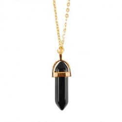 Collier doré + pendentif pointe Onyx