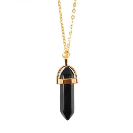 Collier doré + pendentif pointe Onyx