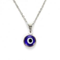 Collier argenté mixte Adultes/Enfants - Oeil turc Porte Bonheur