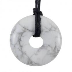 Donut ou Pi Chinois en Howlite 30mm + cordon - Pendentif ou bracelet