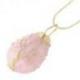 Collier doré + pendentif goutte Arbre de vie en Quartz Rose