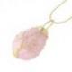 Collier doré + pendentif goutte Arbre de vie en Quartz Rose