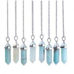Collier argenté + pendentif pointe hexagonale Amazonite
