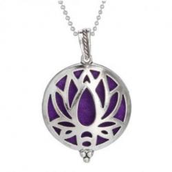 Collier Aromathérapie avec pendentif diffuseur de parfum, motif Fleur de Lotus