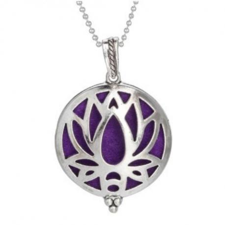 Collier Aromathérapie avec pendentif diffuseur de parfum, motif Fleur de Lotus Collier Aromathérapie avec pendentif diffuseur de parfum, motif Fleur de Lotus