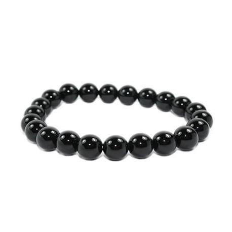 Bracelet Onyx / Agate noire - boules 8mm