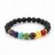 Bracelet 7 chakras en pierre de lave. Bijoux Yoga / Méditation