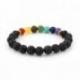 Bracelet 7 chakras en pierre de lave. Bijoux Yoga / Méditation
