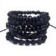 Combo 5 bracelets tendance pour homme en cuir, bois et pierre. 