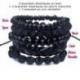 Combo 5 bracelets tendance pour homme en cuir, bois et pierre. 