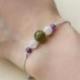 Bracelet Porte-bonheur "Succès". Améthyste, pierre de lune, agate mousse