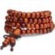 Bracelet Tibétain, Mala en perles de bois 6mm + noeud sans fin. Coloris camel