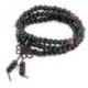 Bracelet Tibétain, Mala en perles de bois noir 6mm + noeud sans fin