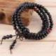 Bracelet Tibétain, Mala en perles de bois noir 6mm + noeud sans fin