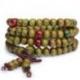 Bracelet Tibétain, Mala en perles de bois 6mm + noeud sans fin. Coloris vert