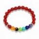 Bracelet 7 chakras Onyx rouge - boules 8mm