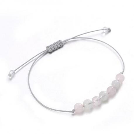 Bracelet Porte-bonheur "Amour Maternel". Pierre de lune, quartz rose