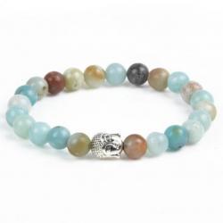 Bracelet Bouddha Amazonite - boules 8mm