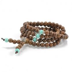 Bracelet Tibétain, Mala en bois de Bodhi avec Amulette Dorjé