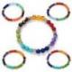 Bracelet 7 chakras - pierres fines et métal argenté - boules 8mm
