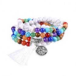 Mala tibétain en Howlite et pierres des 7 chakras