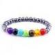 Bracelet 7 chakras Hématite - boules 8mm