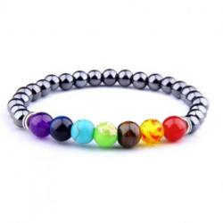 Bracelet 7 chakras Hématite - boules 8mm