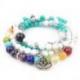 Mala tibétain en Howlite, pierres des 7 chakras et symbole Fleur de lotus