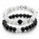 Bracelets de distance / couples - Agate noire et Howlite blanche - boules 8mm
