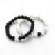 Bracelets de distance / couples - Agate noire et Howlite blanche - boules 8mm