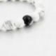 Bracelets de distance / couples - Agate noire et Howlite blanche - boules 8mm