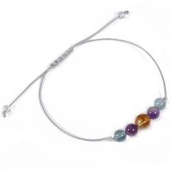 Bracelet Porte-bonheur "Intuition". Citrine, améthyste, fluorite.