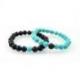 Bracelets de distance / couples - Agate noire et Howlite turquoise