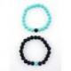 Bracelets de distance / couples - Agate noire et Howlite turquoise