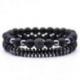 Lot de 2 bracelets Agate noire et Hématite 8mm