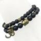 Lot de 2 Bracelets en Onyx mat Symboles ôm & tête de bouddha