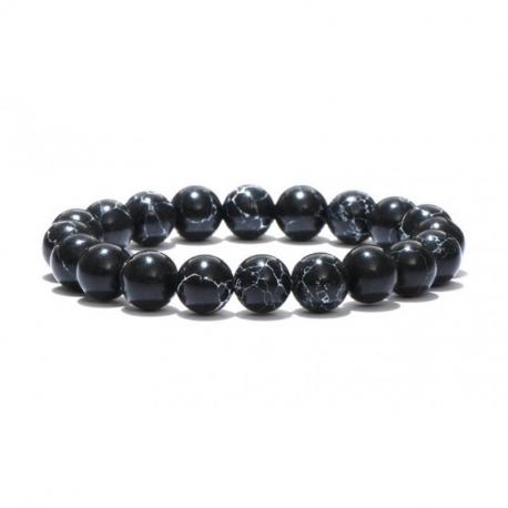 Bracelet Howlite noire - boules 8mm Bracelet Howlite noire - boules 8mm
