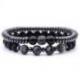 Duo de bracelets Agate noire, Hématite et Labradorite 8mm