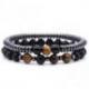 Lot de 2 bracelets Agate noire, Hématite et Oeil du tigre 8mm