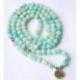 Bracelet Mala 108 perles en Amazonite bleue 8mm - Symbole fleur de Lotus