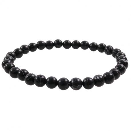 Bracelet Howlite noire - boules 6mm