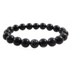 Bracelet Howlite noire - boules 10mm