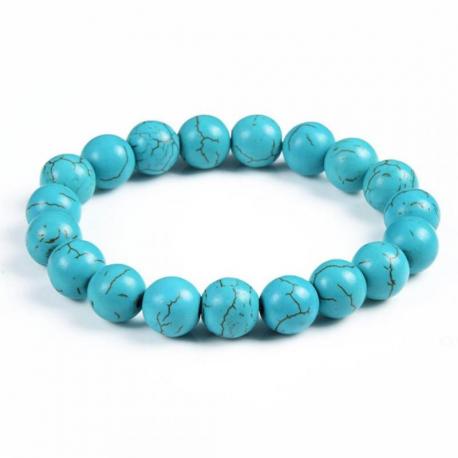 Bracelet Turquoise (Howlite bleue) - boules 10mm